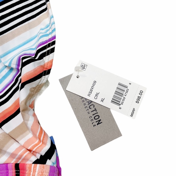 Kenneth Cole Striped Tie Plunge One Piece - Picture 5 of 8